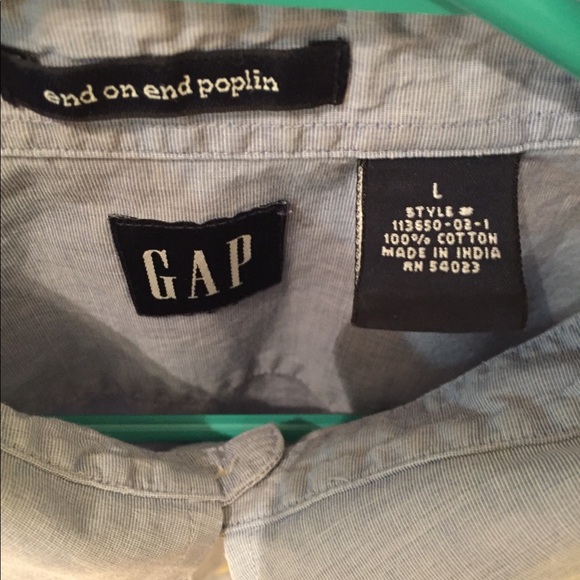 Gap End On End Poplin Blue Shirt Mens Large NWOT - Picture 2 of 3